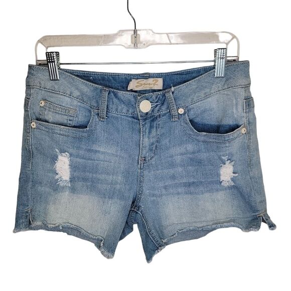 Seven7 frayed hem denim jean shorts size 4 - Picture 1 of 6